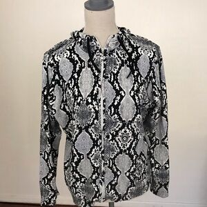 Soma Snake Skin Print Zip Up Sweater Jacket Size L
